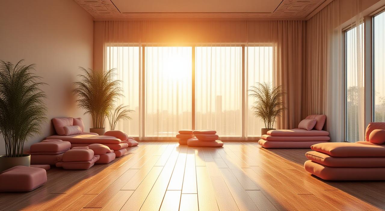 A calm serene wellness setting with natural light